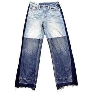 Gap Baggy Low Rise Patchwork Released Hem Jeans Women Sz 27/4 Fits 29" Y2K Grung